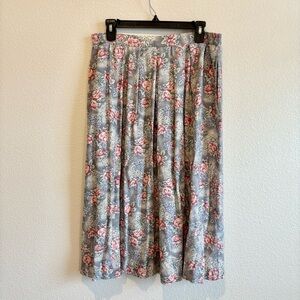 Vintage 90s Floral Midi Skirt Elastic Waist A-Line Cottagecore Girlhood Romance